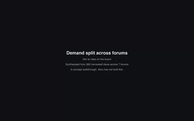 Opening frame of the Demand split across forums walkthrough, naming it a concept Xero has not built.